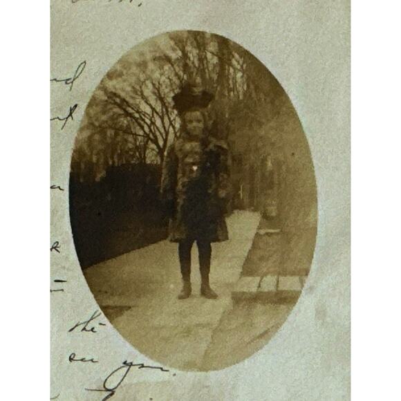Atq RPPC Postcard Portraits Ephemera Little Girl Portrait Greeting Card Sepia - Picture 1 of 4